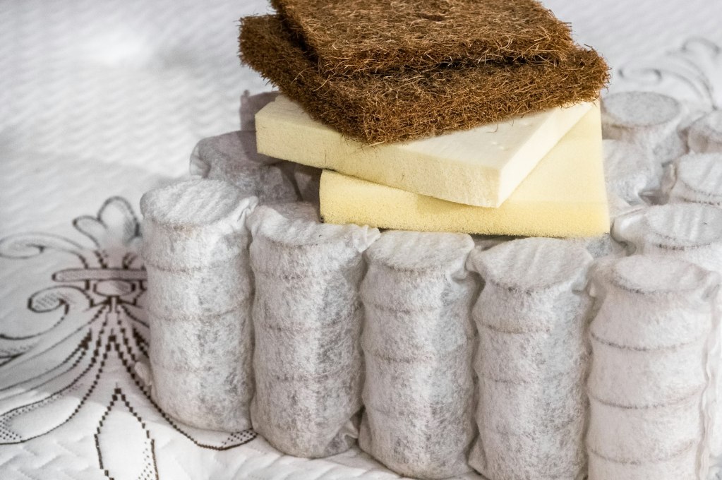 The concept of filling a mattress.